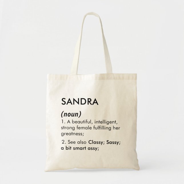 Redigerbart Sandra namn definition, anpassat namn Tygkasse (Framsidan)