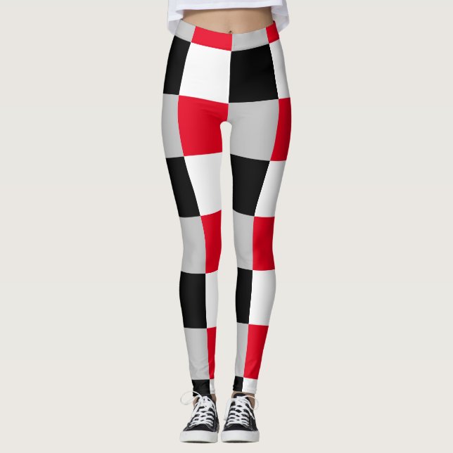 Redigerbart schackbräde mönster leggings (Framsida)