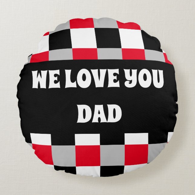 Redigerbart schackbräde mönster rund kudde (Framsidan)