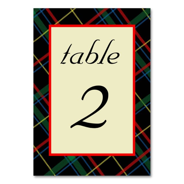 Redigerbart Scottish Tartan Bordsnummer Cards (Framsidan)