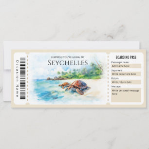 Redigerbart seychelliskt Flygplan-boardingpass Bil Inbjudningar