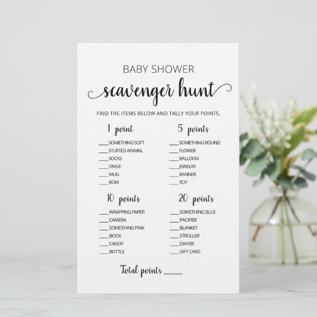 Redigerbart Skavenger Hunt Baby Shower-spel (Stående Fram)
