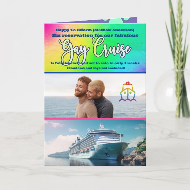 Redigerbart Skojja Gay Cruise Birthday, Roligt Cat Kort (Framsida)