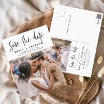 Redigerbart Spara det handskrivna fotot för datum Vykort<br><div class="desc">Redigerbart Modern och Elegant Handskrivet skript Foto sparar Bröllop-datumkortet. Datuminbjudan innehåller en typografi för chic och snyggt med en enkel och minimalistisk utformning på en vit bakgrund som du kan lägga till ditt anpassade förlovning-fotografi bild till.</div>