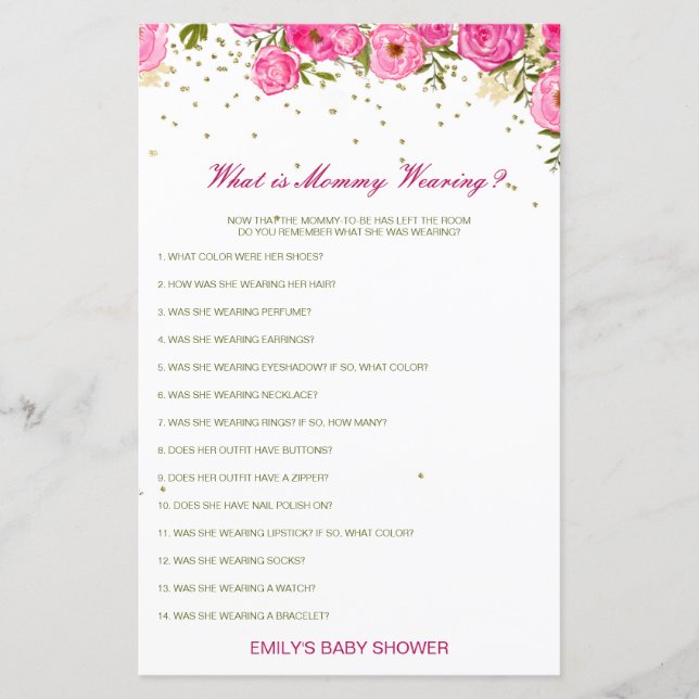 Redigerbart spel för Mamma Wearing Baby Shower (Framsida)