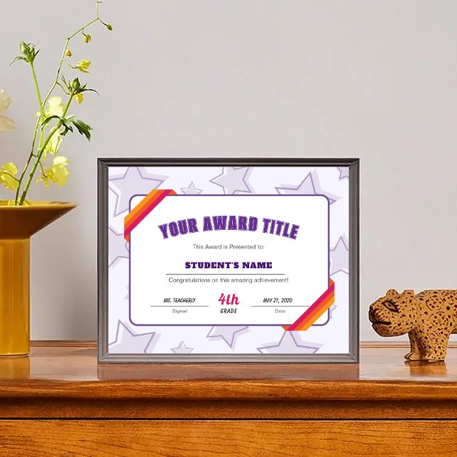 Redigerbart Stjärnklassrum Utmärkelse för Eleverna (Editable Star Classroom Student Achievement Award)