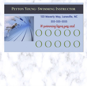 Redigerbart swimming Lessons Pass Card Lojalitetskort
