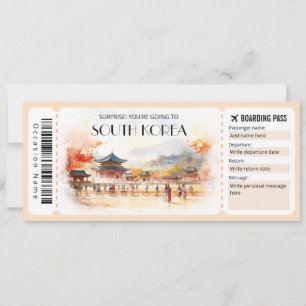 Redigerbart sydkoreanskt Flygplan-boardingpass Bil Inbjudningar