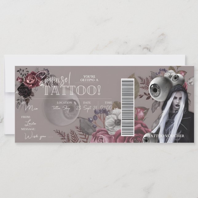 REDIGERBART Tattoo Födelsedagspresent Presentkort  Inbjudningar (Framsida)