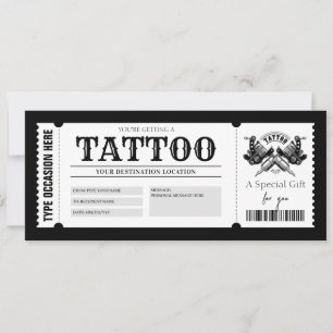 REDIGERBART Tattoo Get Inked Presentkort Voucher Inbjudningar