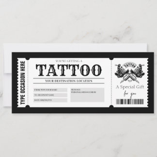 REDIGERBART Tattoo Get Inked Presentkort Voucher Inbjudningar