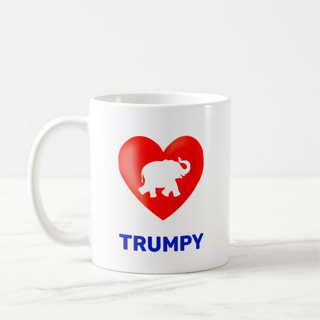 Redigerbart Trumpigt hjärta och elefant Kaffemugg (Vänster)