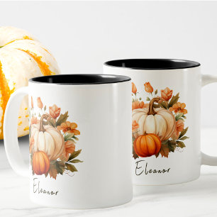 Redigerbart vattenfärgsutfall för Orangen Pumpkin- Två-Tonad Mugg
