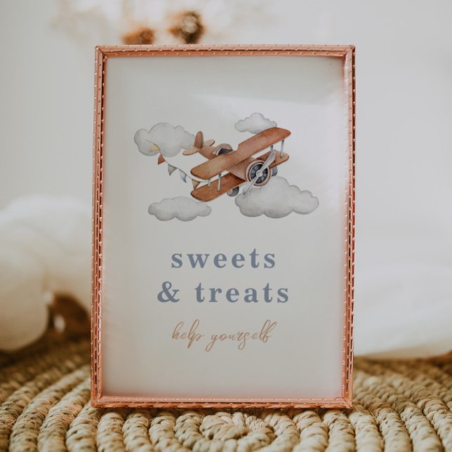 Redigerbart Vintage Flygplanets livsmedelskort Inbjudningar (Skapare uppladdad)