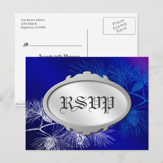 Redigerbart vykort för Helgdag Blue White Gräs (Fram/baksida)