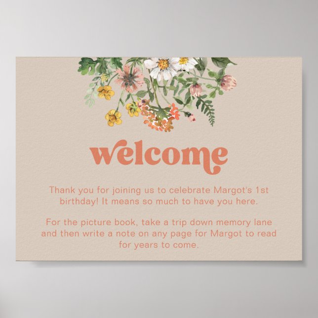 Redigerbart Wildblomsttecken Poster (Framsidan)