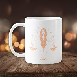 Redigerbart zodiaktecken för Färg Peach Libra Zodi Kaffemugg
