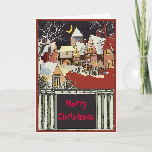 Redigeringstext för Vintage jul Snö Helgkort (Framsida)