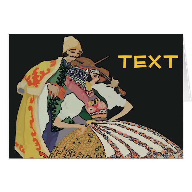 Redigeringstext för zigenarviolin hälsningskort (Framsidan Horizontal)