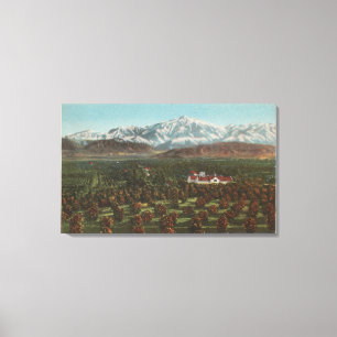 Redlands, CA - Mountain & Orchard Scene Canvastryck