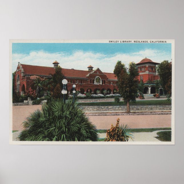 Redlands, CA - View of Smiley Bibliotek Poster (Framsidan)