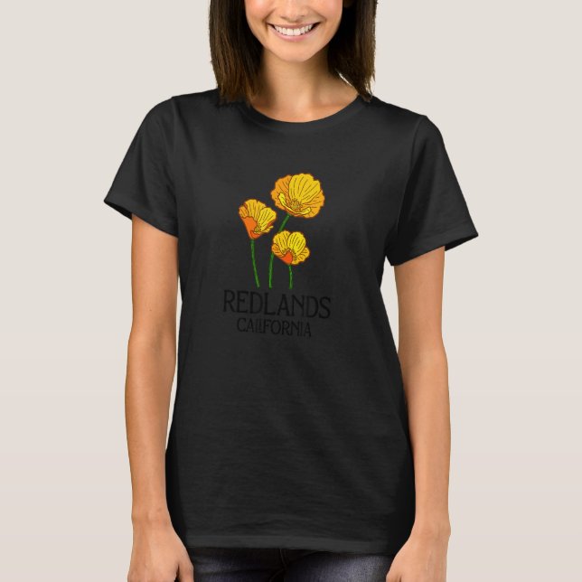 Redlands California CA Poppy Flower State City Vin T Shirt (Framsida)