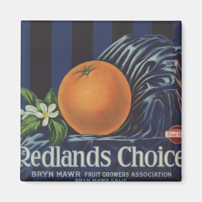 Redlands Choice Orange Låda Label Magnet (Framsidan)