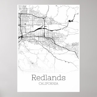 Redlands Karta - Kalifornien - City Karta Poster