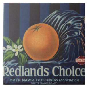 Redlands prima orange lådaetikett kakelplatta