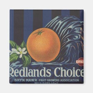 Redlands prima orange lådaetikett magnet