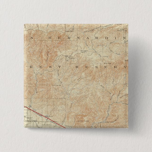 Redlands quadrangle som visar San Andreas Rift Knapp (Framsida)