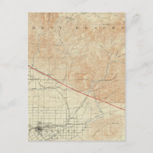 Redlands quadrangle som visar San Andreas Rift Vykort