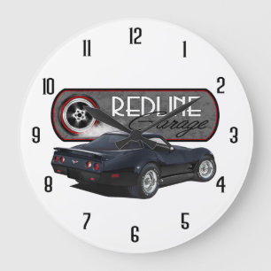 Redline garage svart Vette Stor Klocka