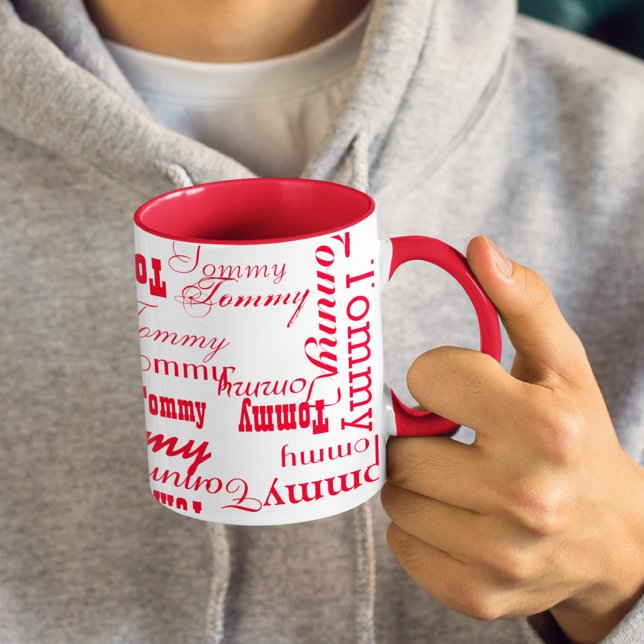 Redmug, skapa ditt eget röda namn mönster mugg (custom red names)
