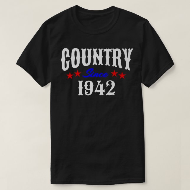 Rednacke 80-årig född 1942 Land Music 80t T Shirt (Design framsida)