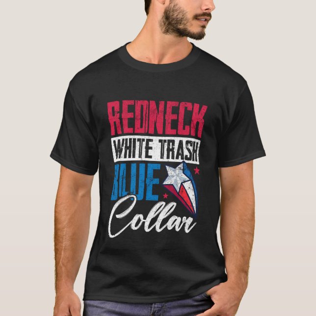 Rednacke White Sopor Blue Collan 4:e juli T Shirt (Framsida)