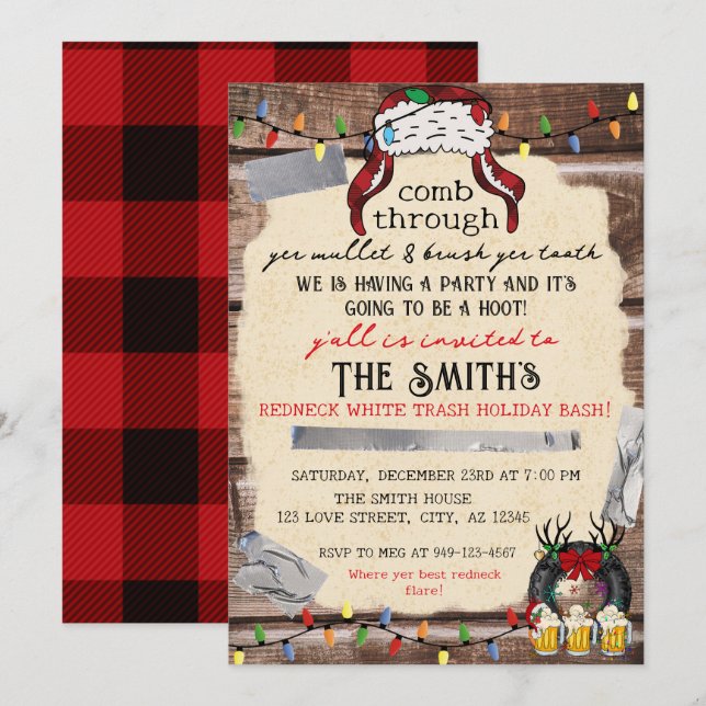 Rednacken White Sopor Helgdag Bash Inbjudningar (Fram/baksida)