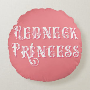 RednackPrincess Finare Text Rosa Rund Kudde