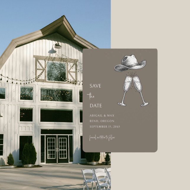 Redneck Wedding Mushroom Taupe Save the Date Spara Datumet (Skapare uppladdad)