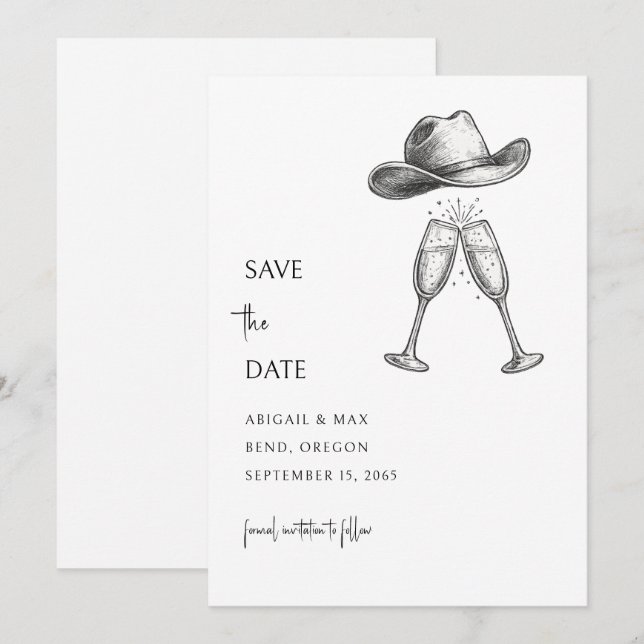 Redneck Wedding Save the Date Spara Datumet (Fram/baksida)