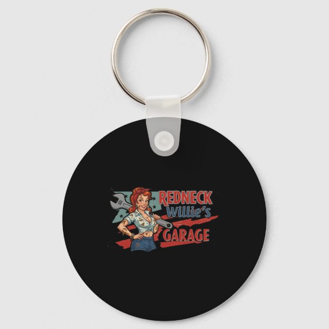 Redneck Willie's Garage-dekal  Nyckelring (Framsida)