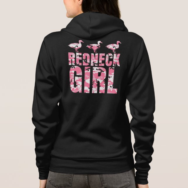Redneckflickaskjorta med rosakamouflageankor t-shirt (Baksida)
