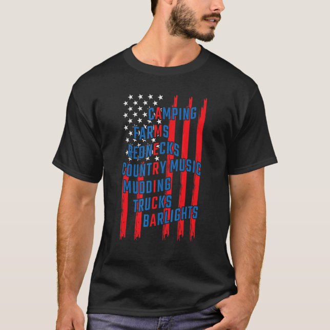Rednecks Land Music Lastbilar Mudding den 4 juli T Shirt (Framsida)