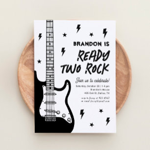 Redo 2 Sten Guitar 2:a födelsedagen Inbjudningar