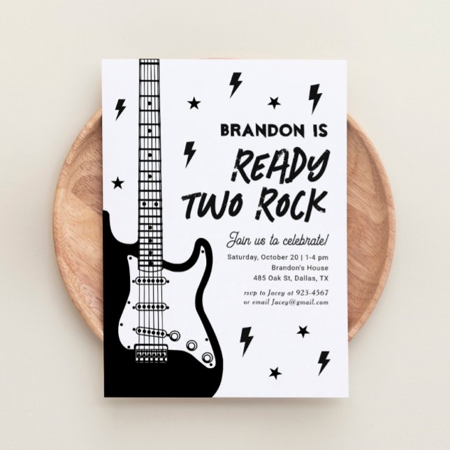 Redo 2 Sten Guitar 2:a födelsedagen Inbjudningar (Skapare uppladdad)