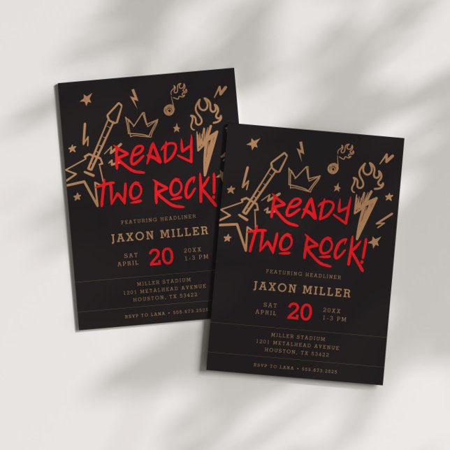 Redo 2 Sten Kids Metall 2:a födelsedagen Inbjudningar (Skapare uppladdad)