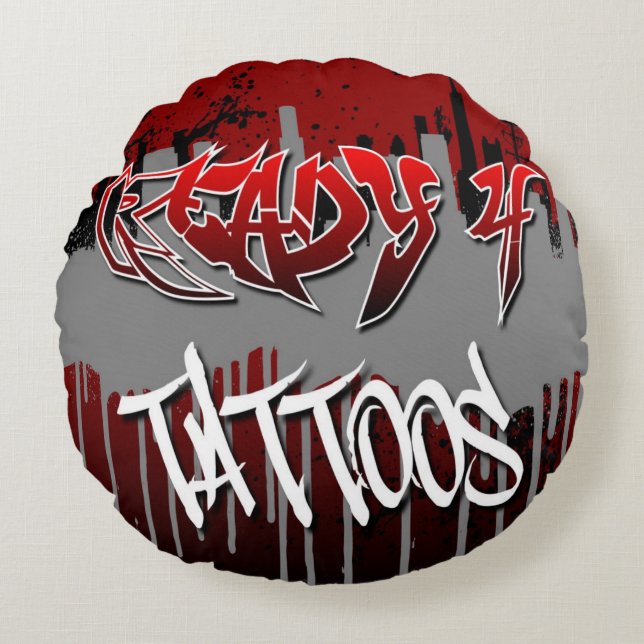 Redo 4 Tattoos Rund fyllning Rund Kudde (Framsidan)