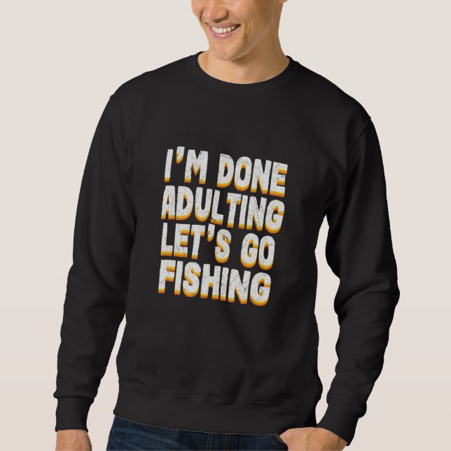 Redo att äta upp fisken lång ärmad tröja (Framsida)