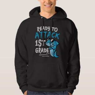 Redo att Attackera 1:a Klass Haj Tillbaka till Sko Hoodie