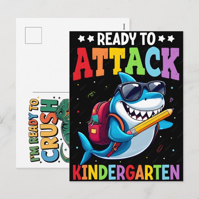 Redo att attackera förskolan haj tillbaka till sko helg vykort (Fram/baksida)